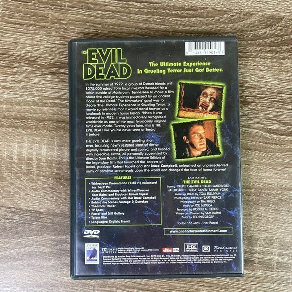 The Evil Dead 1982, DVD 1 Disc Set Case 013131190397 Horror Zombie‎ - Picture 4 of 12